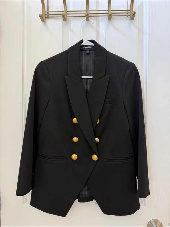 Express Jackets & Blazers - Express Black Double-Breasted Blazer with Gold Buttons